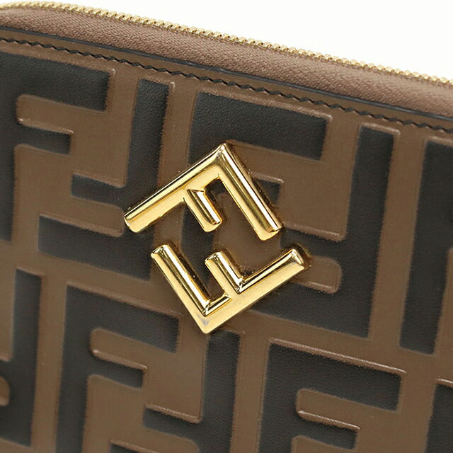 中古 フェンディ 二つ折り財布 二折財布 コンパクト レディース ブランド FENDI FFダイヤモンド  8M0508 ブラウン USDFE119777011