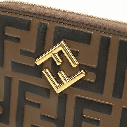 中古 フェンディ 二つ折り財布 二折財布 コンパクト レディース ブランド FENDI FFダイヤモンド  8M0508 ブラウン USDFE119777011