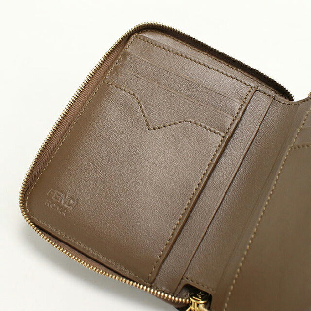 中古 フェンディ 二つ折り財布 二折財布 コンパクト レディース ブランド FENDI FFダイヤモンド  8M0508 ブラウン USDFE119777011