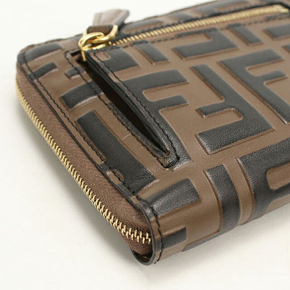 中古 フェンディ 二つ折り財布 二折財布 コンパクト レディース ブランド FENDI FFダイヤモンド  8M0508 ブラウン USDFE119777011