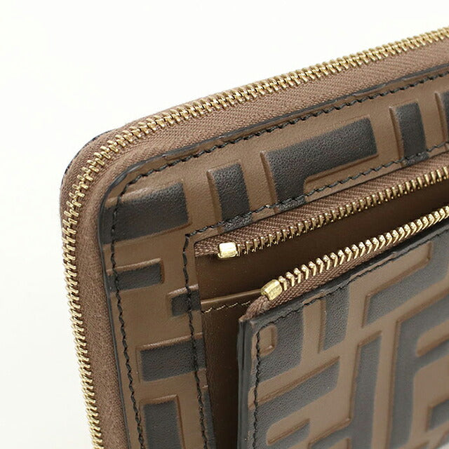 中古 フェンディ 二つ折り財布 二折財布 コンパクト レディース ブランド FENDI FFダイヤモンド  8M0508 ブラウン USDFE119777011