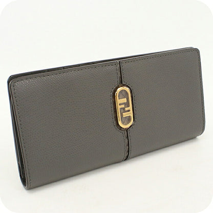 中古 フェンディ 長財布二折 レディース ブランド FENDI オーロック コンチネンタルウォレット レザー 8M0470 グレー USDFE120627011