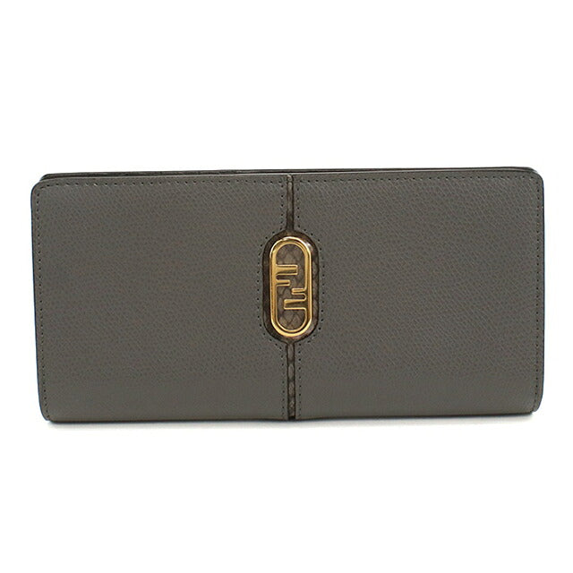 中古 フェンディ 長財布二折 レディース ブランド FENDI オーロック コンチネンタルウォレット レザー 8M0470 グレー USDFE120627011