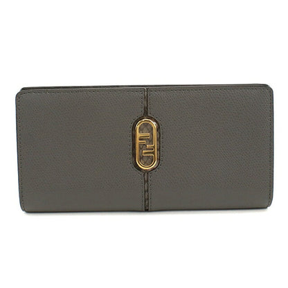 中古 フェンディ 長財布二折 レディース ブランド FENDI オーロック コンチネンタルウォレット レザー 8M0470 グレー USDFE120627011