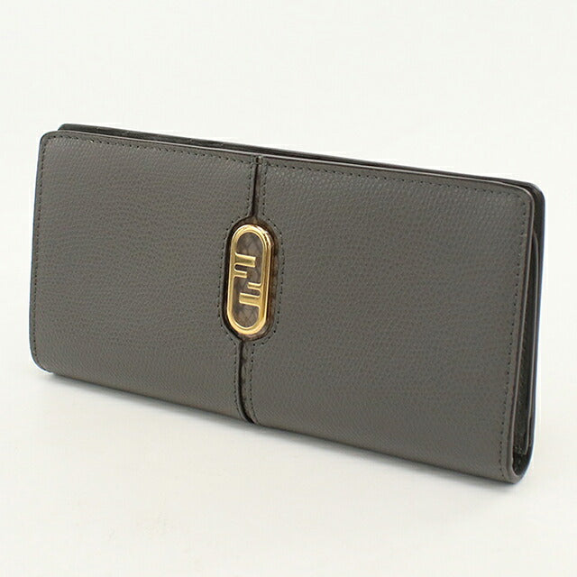 中古 フェンディ 長財布二折 レディース ブランド FENDI オーロック コンチネンタルウォレット レザー 8M0470 グレー USDFE120627011