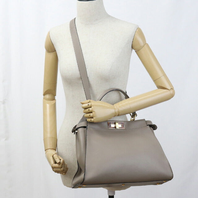 中古 フェンディ ハンドバッグ レディース ブランド FENDI ピーカブー 2WAY レザー 8BN290 3ZL F0E65 グレー バッグ USDFE91585011