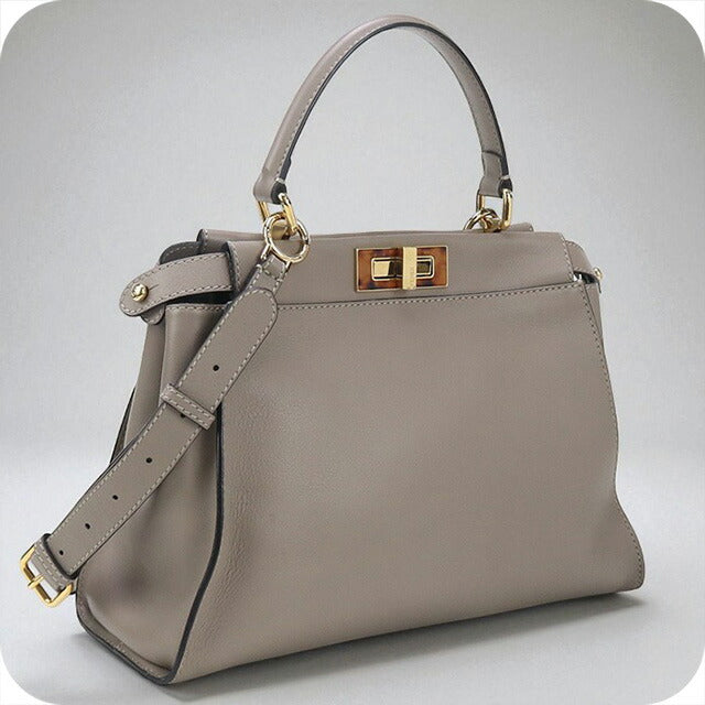中古 フェンディ ハンドバッグ レディース ブランド FENDI ピーカブー 2WAY レザー 8BN290 3ZL F0E65 グレー バッグ USDFE91585011