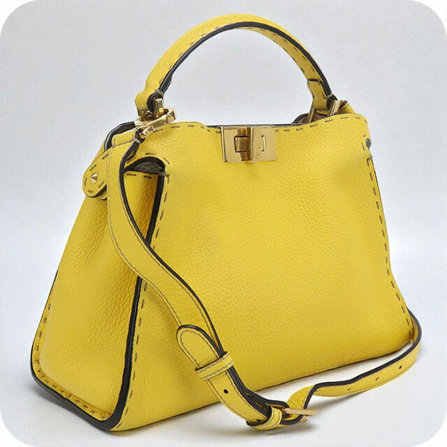 中古 フェンディ ハンドバッグ レディース ブランド FENDI 2WAYハンドバッグ レザー 8BN302 イエロー バッグ USDFE92000011