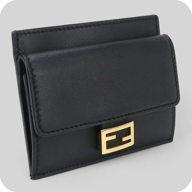 Used Fendi Card Case Ladies Brand FENDI Baguette FE95132 Black Wallet USDFE95132011