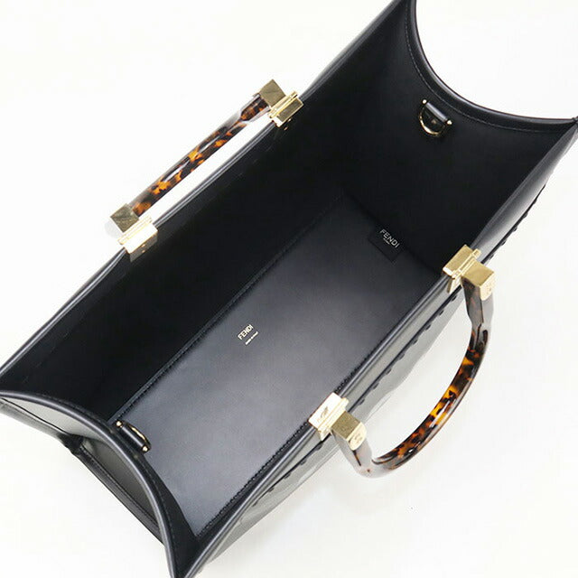 中古 フェンディ トートバッグ レディース ブランド FENDI サンシャイン ミディアム 8BH386 ブラック バッグ USDFE95395011