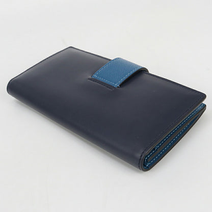 中古 フェンディ 長財布ニ折小銭入付き レディース ブランド FENDI FFダイヤモンド コンチネンタルウォレット レザー 8M0492 ネイビー 財布 USDFE96364011