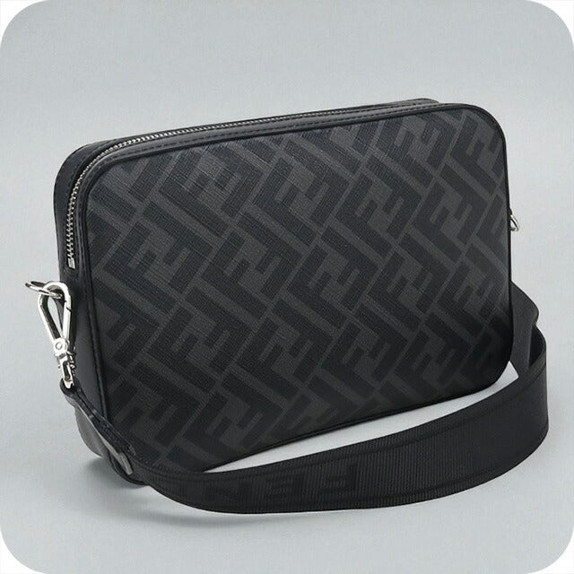 中古 フェンディ 斜め掛け ショルダーバッグ メンズ ブランド FENDI ダイアゴナル カメラケース レザー 7M0286 ALKA F0R2A ブラック バッグ USDFE96581011