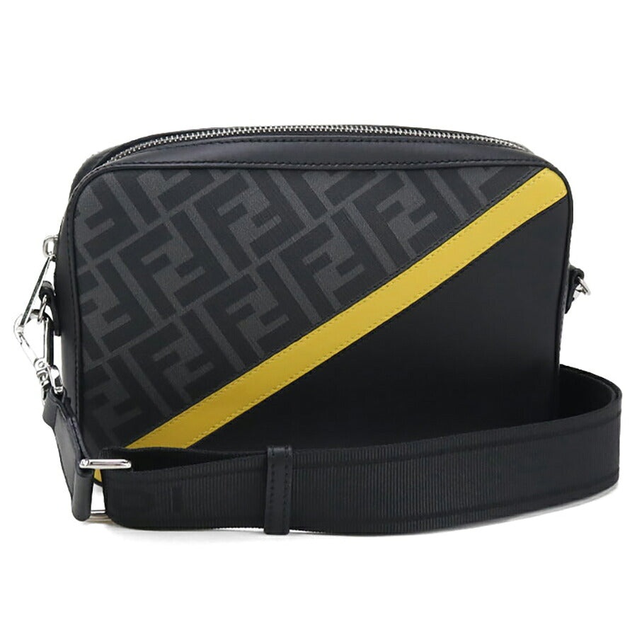 中古 フェンディ 斜め掛け ショルダーバッグ メンズ ブランド FENDI ダイアゴナル カメラケース レザー 7M0286 ALKA F0R2A ブラック バッグ USDFE96755011