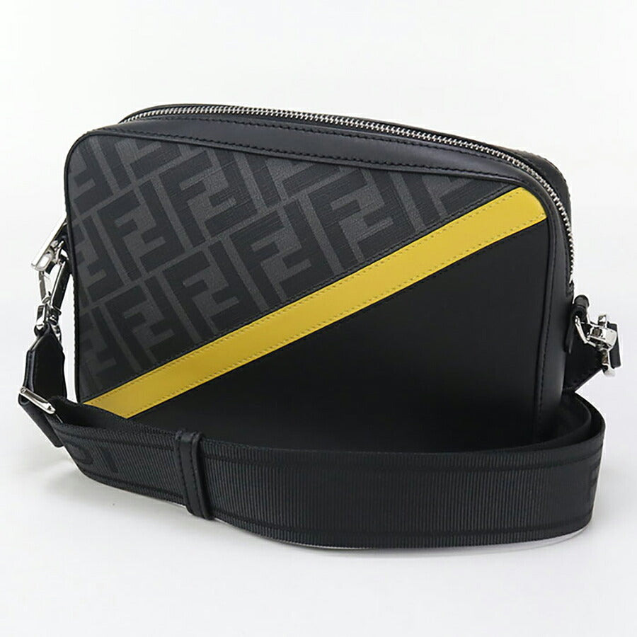 中古 フェンディ 斜め掛け ショルダーバッグ メンズ ブランド FENDI ダイアゴナル カメラケース レザー 7M0286 ALKA F0R2A ブラック バッグ USDFE96755011