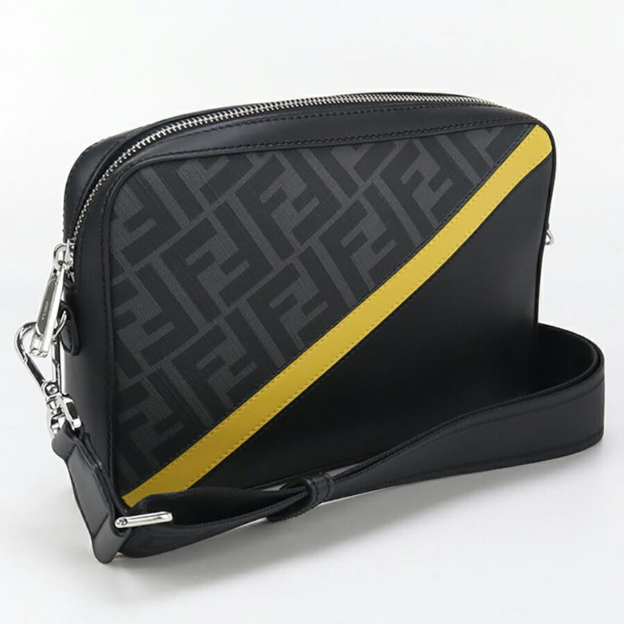 中古 フェンディ 斜め掛け ショルダーバッグ メンズ ブランド FENDI ダイアゴナル カメラケース レザー 7M0286 ALKA F0R2A ブラック バッグ USDFE96755011