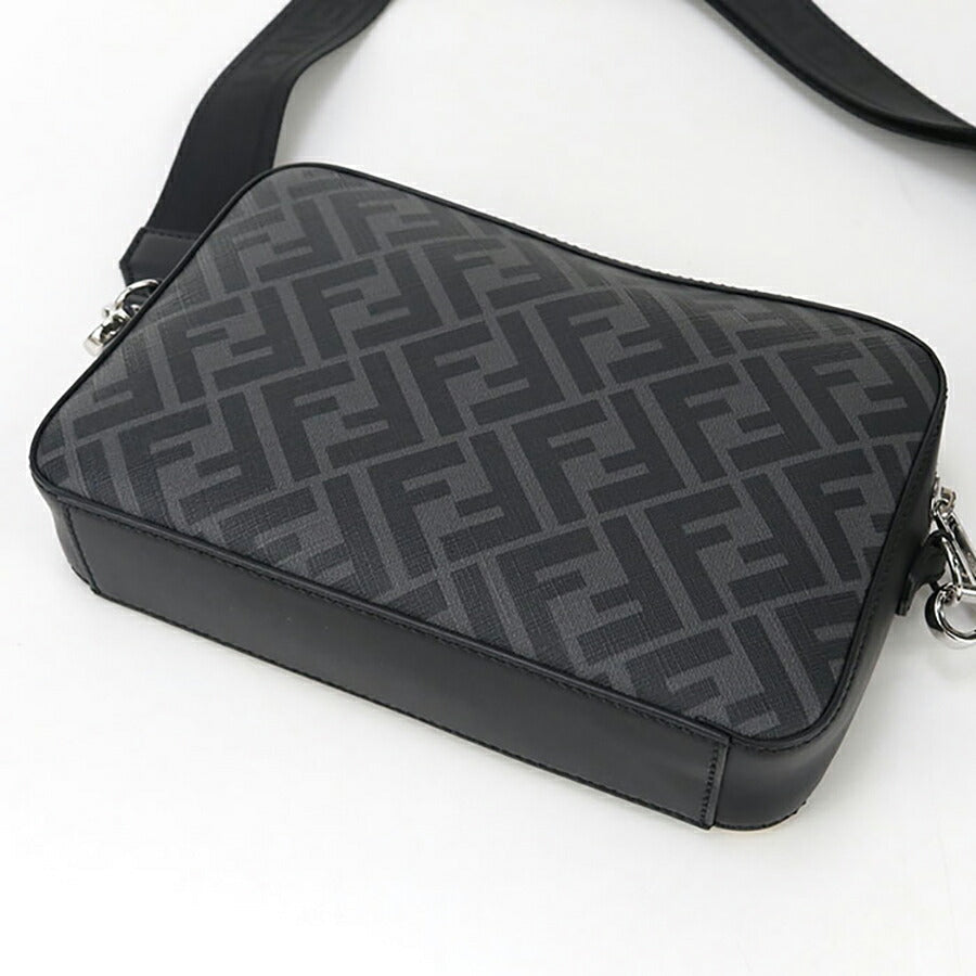 中古 フェンディ 斜め掛け ショルダーバッグ メンズ ブランド FENDI ダイアゴナル カメラケース レザー 7M0286 ALKA F0R2A ブラック バッグ USDFE96755011