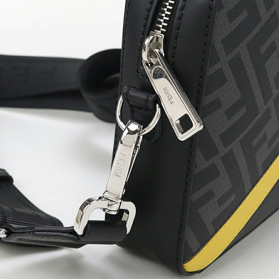中古 フェンディ 斜め掛け ショルダーバッグ メンズ ブランド FENDI ダイアゴナル カメラケース レザー 7M0286 ALKA F0R2A ブラック バッグ USDFE96755011