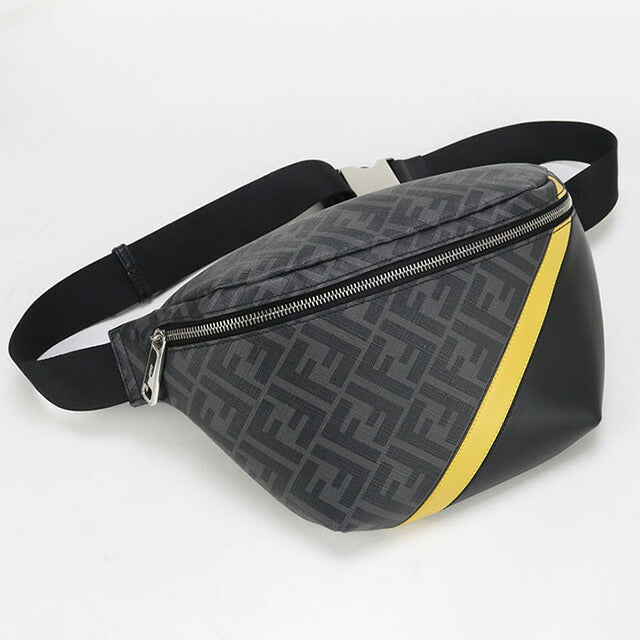 中古 フェンディ ボディバッグ メンズ ブランド FENDI ダイアゴナル ベルトバッグ 7VA434 グレー バッグ USDFE96885011