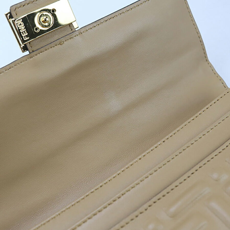 中古 フェンディ 長財布二折 レディース ブランド FENDI バゲット コンチネンタル財布 レザー 8M0251 AAJD ベージュ 財布 USDFE96984011
