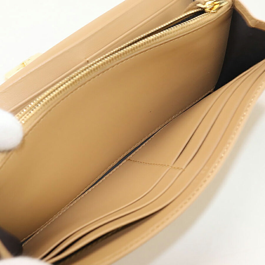 中古 フェンディ 長財布二折 レディース ブランド FENDI バゲット コンチネンタル財布 レザー 8M0251 AAJD ベージュ 財布 USDFE96984011