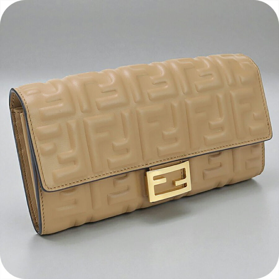 中古 フェンディ 長財布二折 レディース ブランド FENDI バゲット コンチネンタル財布 レザー 8M0251 AAJD ベージュ 財布 USDFE96984011