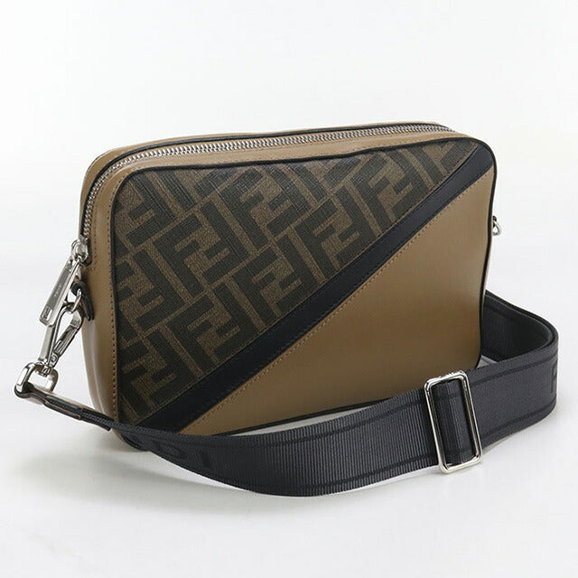 中古 フェンディ ショルダーバッグ メンズ ブランド FENDI ダイアゴナル カメラケース 7M.0286 ブラウン バッグ USDFE97765011