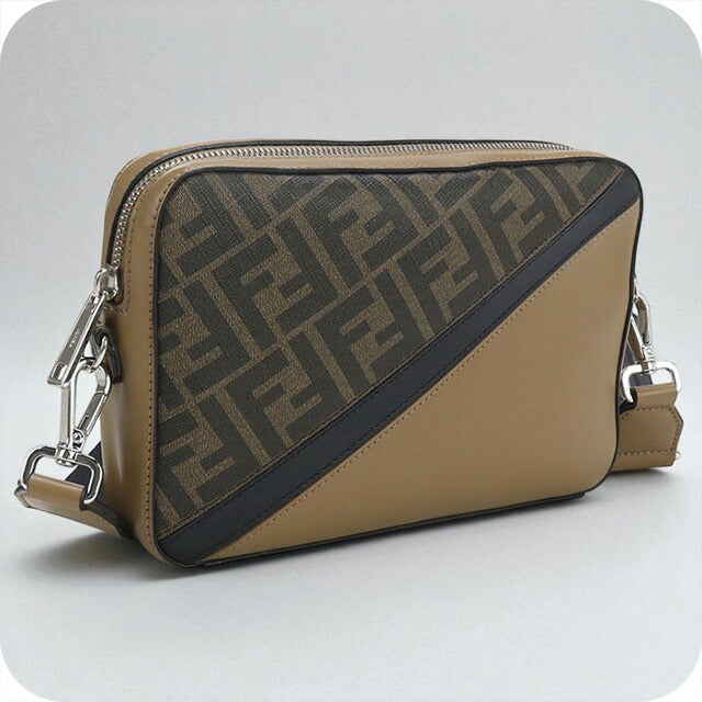 中古 フェンディ ショルダーバッグ メンズ ブランド FENDI ダイアゴナル カメラケース 7M.0286 ブラウン バッグ USDFE97765011