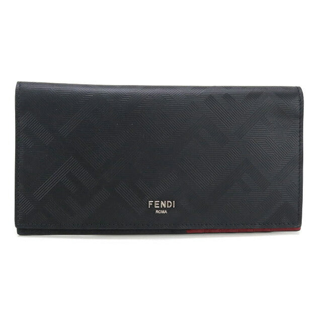中古 フェンディ 長財布ニ折小銭入付き メンズ ブランド FENDI フェンディ シャドー財布 レザー 7M0355 AJF4 ブラック 財布 USDFE97769011