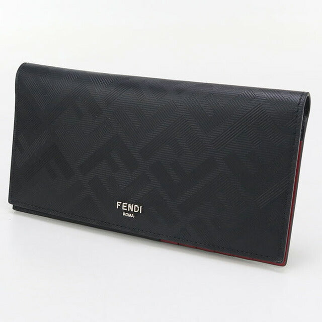 中古 フェンディ 長財布ニ折小銭入付き メンズ ブランド FENDI フェンディ シャドー財布 レザー 7M0355 AJF4 ブラック 財布 USDFE97769011