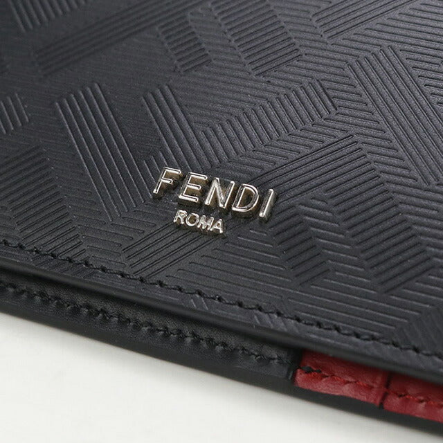 中古 フェンディ 長財布ニ折小銭入付き メンズ ブランド FENDI フェンディ シャドー財布 レザー 7M0355 AJF4 ブラック 財布 USDFE97769011