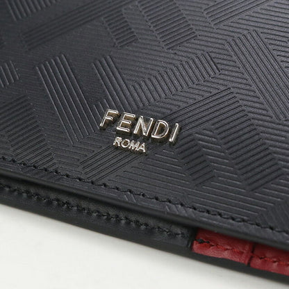 中古 フェンディ 長財布ニ折小銭入付き メンズ ブランド FENDI フェンディ シャドー財布 レザー 7M0355 AJF4 ブラック 財布 USDFE97769011