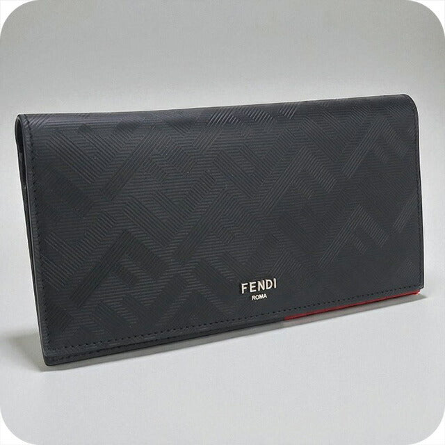 中古 フェンディ 長財布ニ折小銭入付き メンズ ブランド FENDI フェンディ シャドー財布 レザー 7M0355 AJF4 ブラック 財布 USDFE97769011