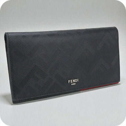 中古 フェンディ 長財布ニ折小銭入付き メンズ ブランド FENDI フェンディ シャドー財布 レザー 7M0355 AJF4 ブラック 財布 USDFE97769011