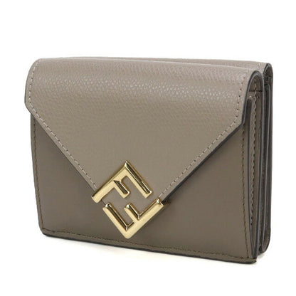 中古 フェンディ 三折財布 レディース ブランド FENDI FFダイヤモンド レザー 8M0480 グレー 財布 USDFE97876011