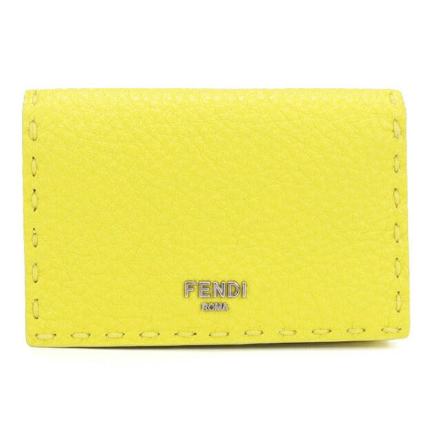 中古 フェンディ 名刺入れ レディース ブランド FENDI カードケース レザー 8M0501 イエロー 小物 USDFE98052011