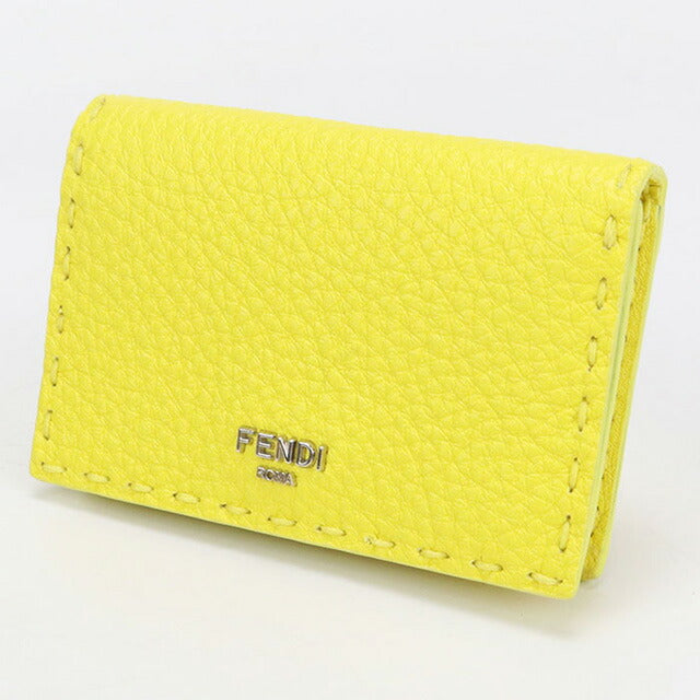 中古 フェンディ 名刺入れ レディース ブランド FENDI カードケース レザー 8M0501 イエロー 小物 USDFE98052011