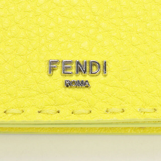 中古 フェンディ 名刺入れ レディース ブランド FENDI カードケース レザー 8M0501 イエロー 小物 USDFE98052011