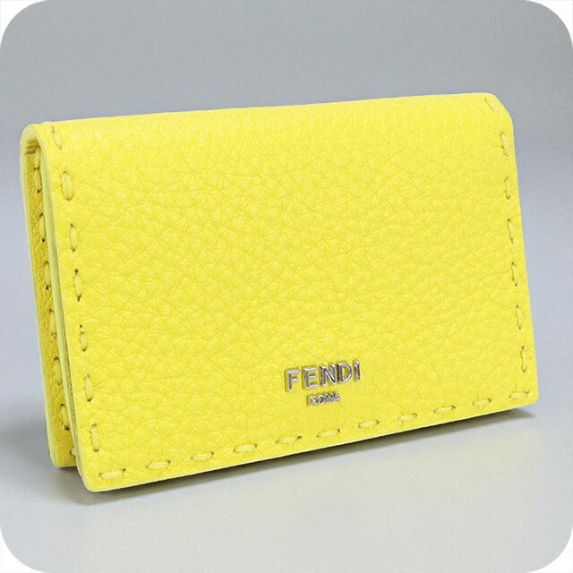 中古 フェンディ 名刺入れ レディース ブランド FENDI カードケース レザー 8M0501 イエロー 小物 USDFE98052011