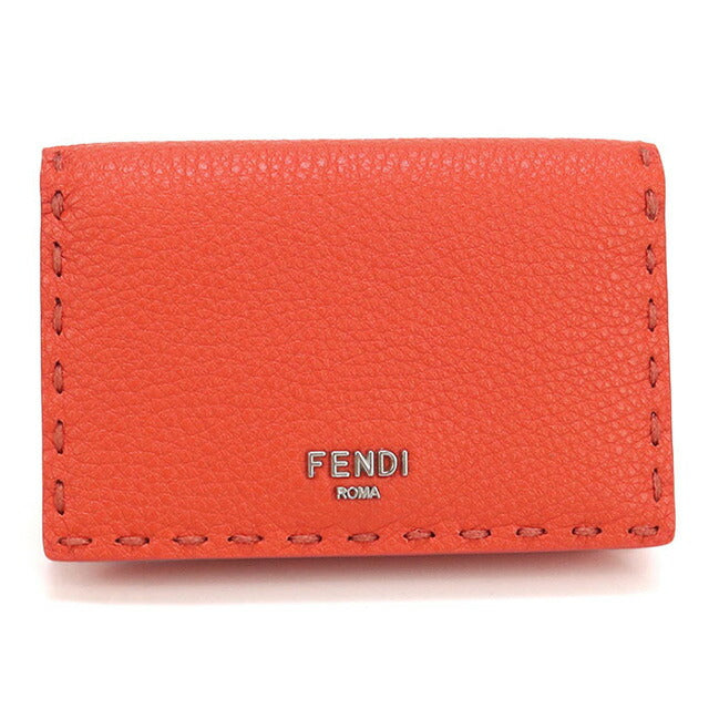 中古 フェンディ 名刺入れ レディース ブランド FENDI セレリア カードケース レザー 8M0501 オレンジ 小物 USDFE98053011