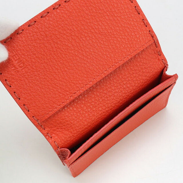 中古 フェンディ 名刺入れ レディース ブランド FENDI セレリア カードケース レザー 8M0501 オレンジ 小物 USDFE98053011