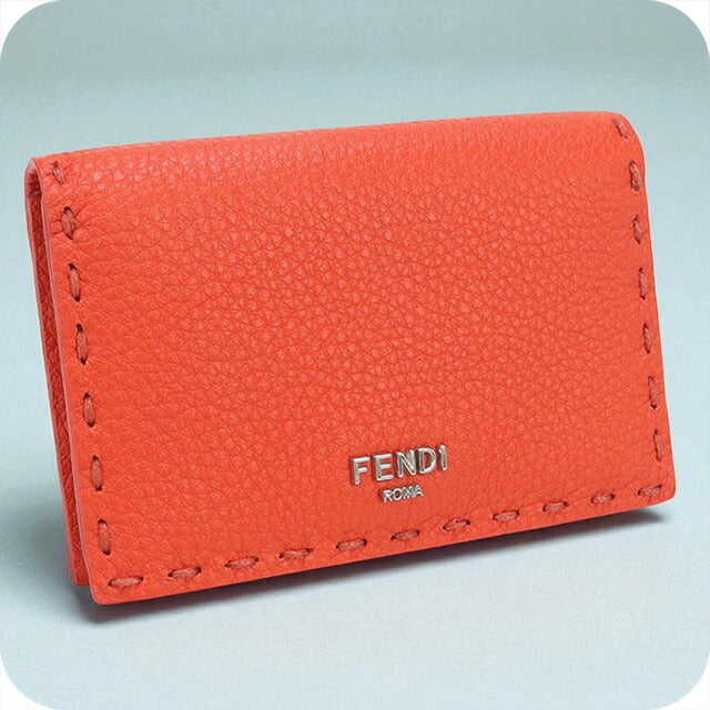 中古 フェンディ 名刺入れ レディース ブランド FENDI セレリア カードケース レザー 8M0501 オレンジ 小物 USDFE98053011