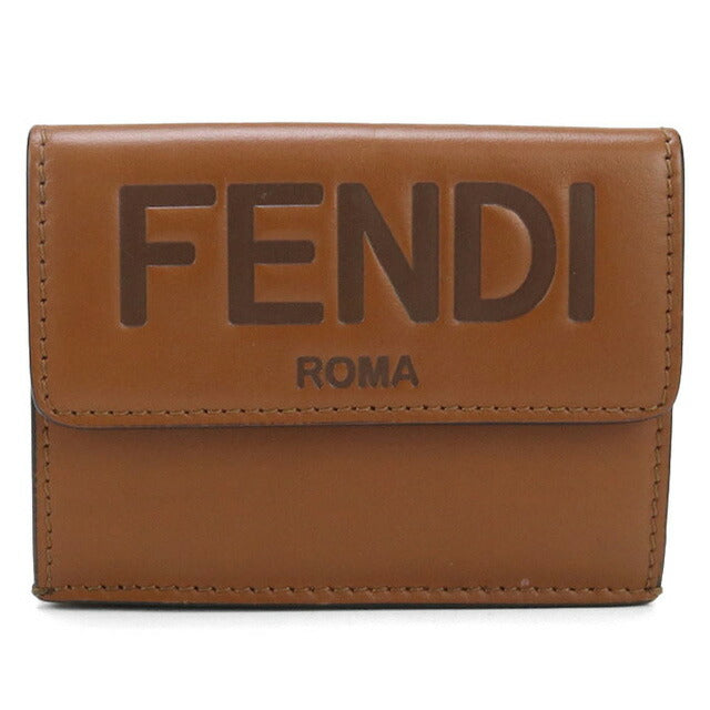 中古 フェンディ 三折財布 レディース ブランド FENDI レザー 8M0395 ブラウン 財布 USDFE98812011
