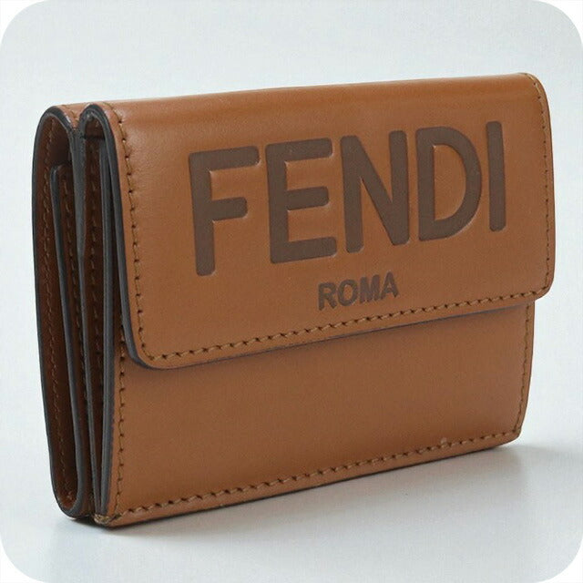中古 フェンディ 三折財布 レディース ブランド FENDI レザー 8M0395 ブラウン 財布 USDFE98812011