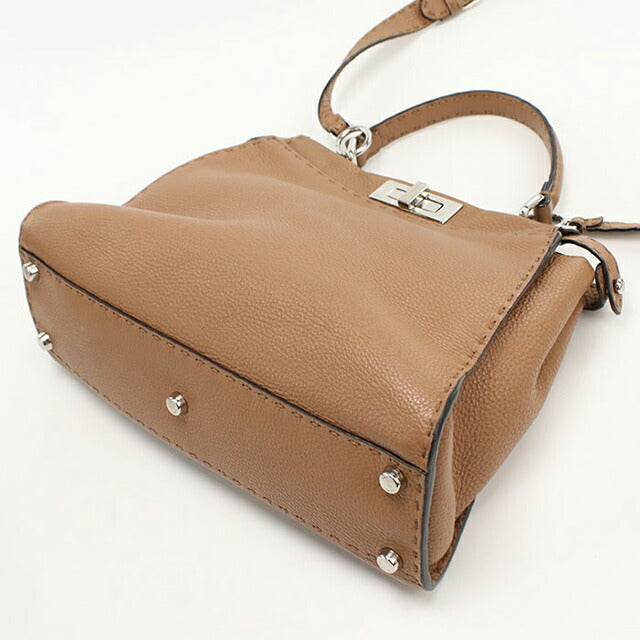 二手芬迪手提包女士品牌 FENDI Peekaboo 2WAY 8BN290 棕色包 USDFE99745011