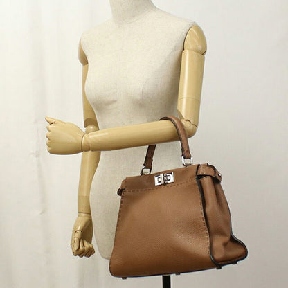 二手芬迪手提包女士品牌 FENDI Peekaboo 2WAY 8BN290 棕色包 USDFE99745011