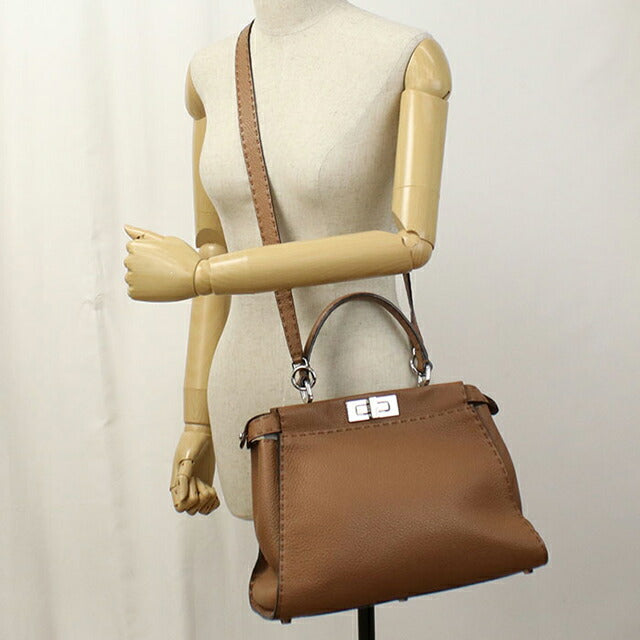 二手芬迪手提包女士品牌 FENDI Peekaboo 2WAY 8BN290 棕色包 USDFE99745011