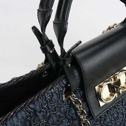 二手 Ferragamo 手提包女士品牌 FERRAGAMO 2WAY 21 0960 海军蓝包 USDFR100246011