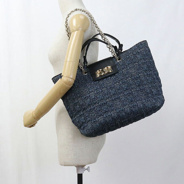 二手 Ferragamo 手提包女士品牌 FERRAGAMO 2WAY 21 0960 海军蓝包 USDFR100246011