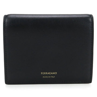 中古 フェラガモ 二折財布 ユニセックス ブランド FERRAGAMO 二折り財布 レザー 22 0699 ブラック 財布 USDFR100321011
