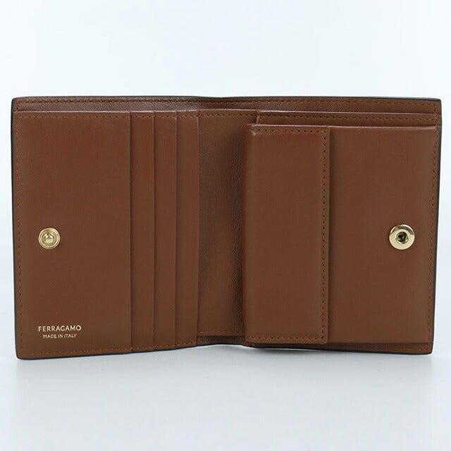 中古 フェラガモ 二折財布 ユニセックス ブランド FERRAGAMO 二折り財布 レザー 22 0699 ブラック 財布 USDFR100321011